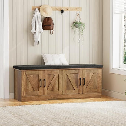 HOMSHO Farmhouse Shoe Storage Bench - Image 8