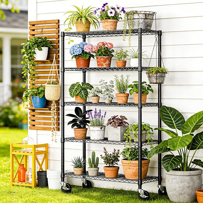 IZEUK 5-Tier Heavy Duty Metal Shelving Unit, Adjustable Steel Wire Storage Rack - Image 6