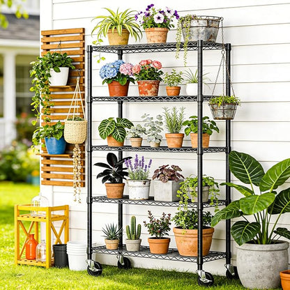 IZEUK 5-Tier Heavy Duty Metal Shelving Unit, Adjustable Steel Wire Storage Rack - Image 6
