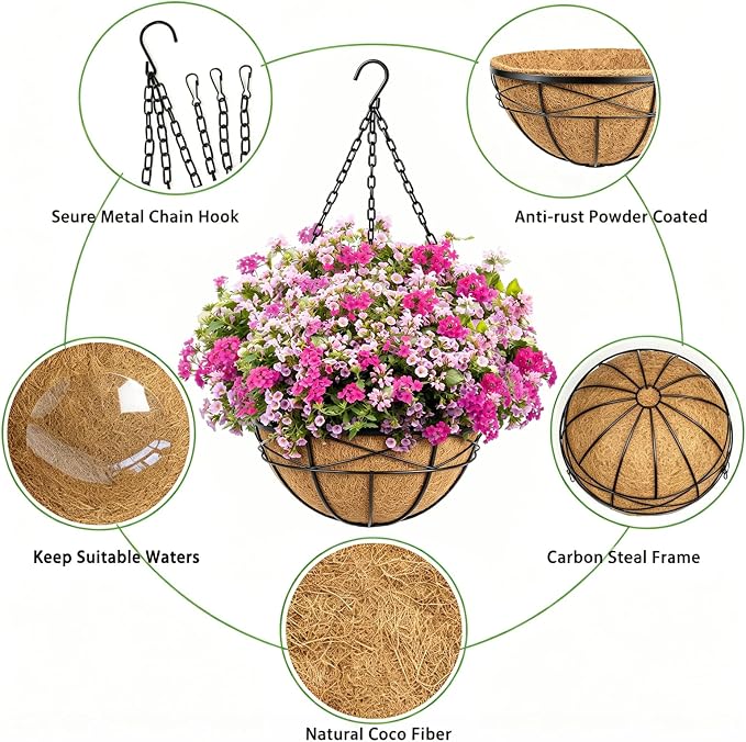 4 Pack 18 Inch Hanging Planters - Image 3
