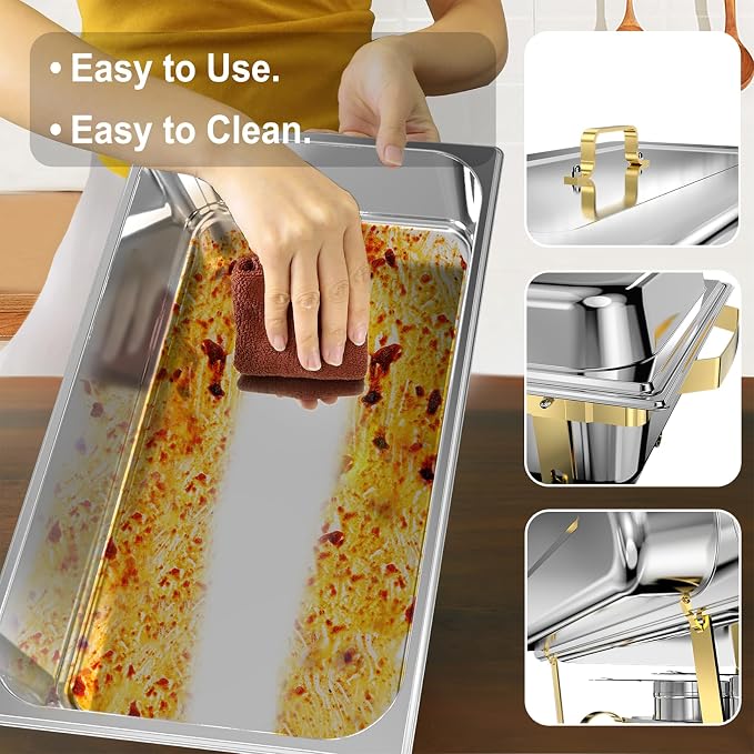 Chafing Dishes for Buffet 4 Pack, 11QT Stainless Steel Food Warmers for Parties - Image 6