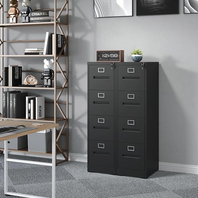 4 Drawer File Cabinet with Lock, Metal Vertical Filing Storage Cabinet - Image 2