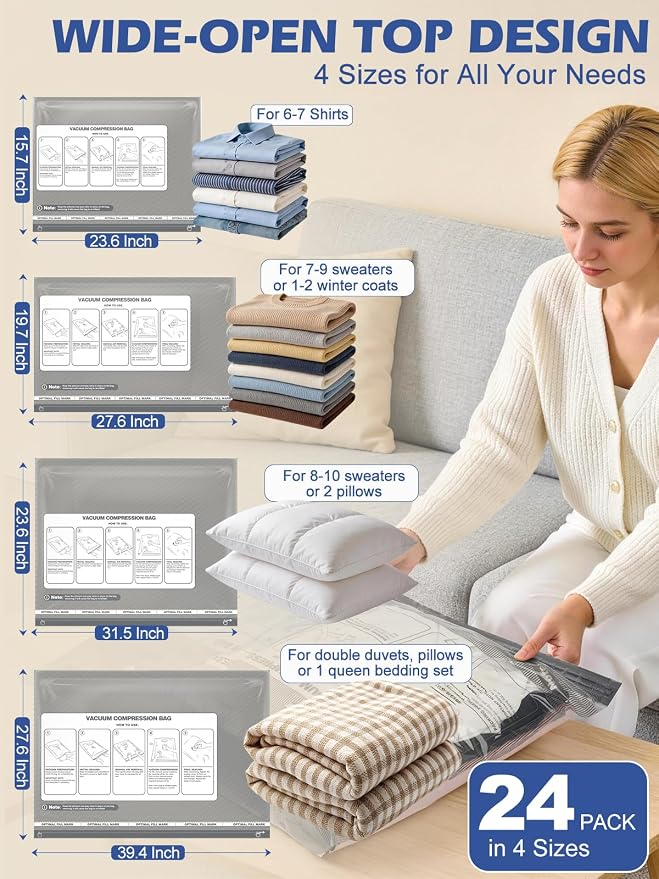 Fantictas 24 Pack Travel Vacuum Bags - Image 3