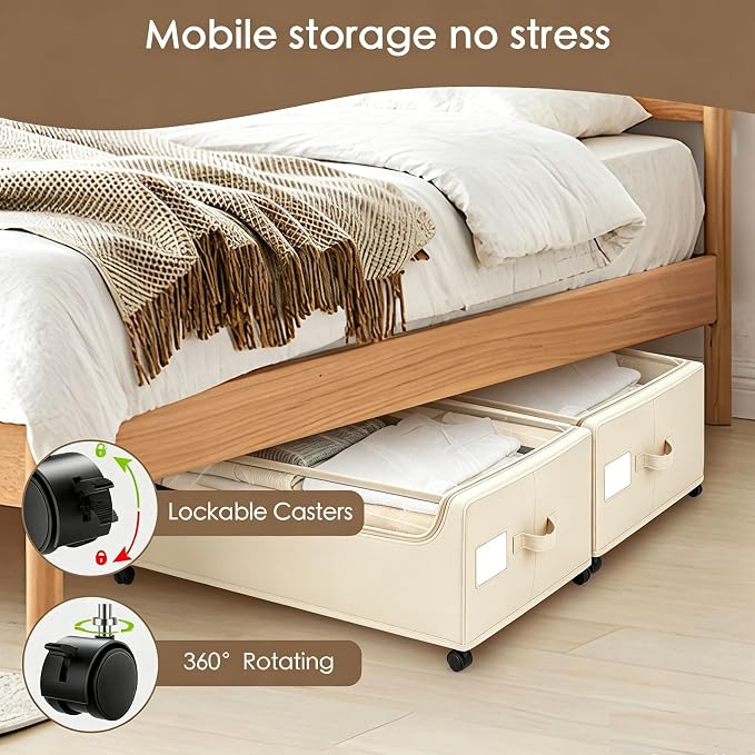 Under Bed Storage with Wheels, Underbed Storage Bins, XXXL 85L 11 inches - Image 3