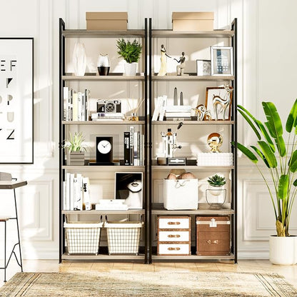 NUMENN Bookshelf, 6 Tier Freestanding Shelving Unit, Falling Prevention Baffle - Image 4