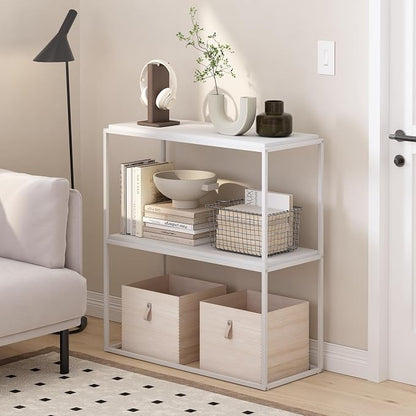 Furinno Moretti Modern Storage Shelves, 2-Tier Wide Stackable Book Shelf - Image 2