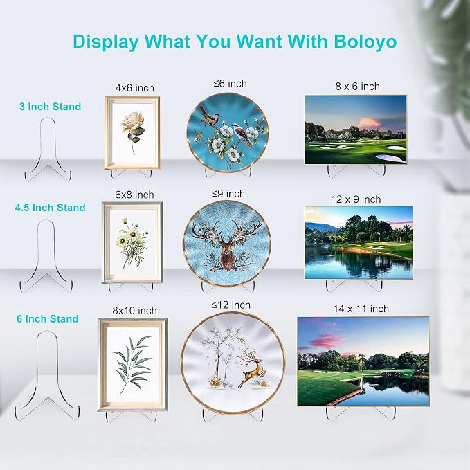 Boloyo 60-Degree Angle Acrylic Plate Display Stand, 6 Inch 2PC Clear Acrylic - Image 3