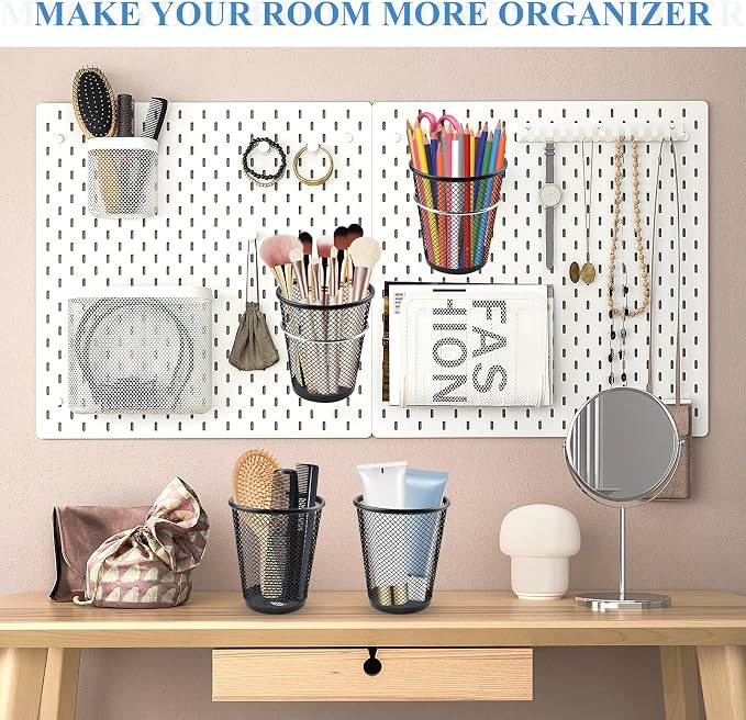 6 Sets Pegboard Cups with Ring, Metal Pegboard Bin with Hooks - Image 5