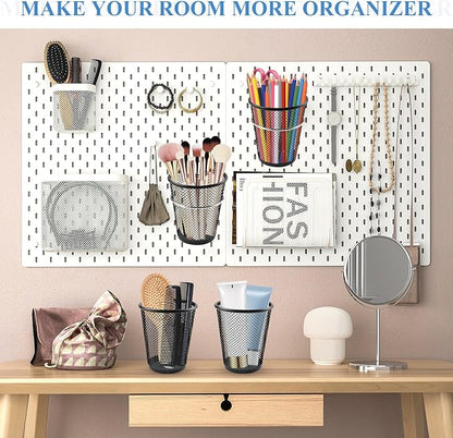 6 Sets Pegboard Cups with Ring, Metal Pegboard Bin with Hooks - Image 5