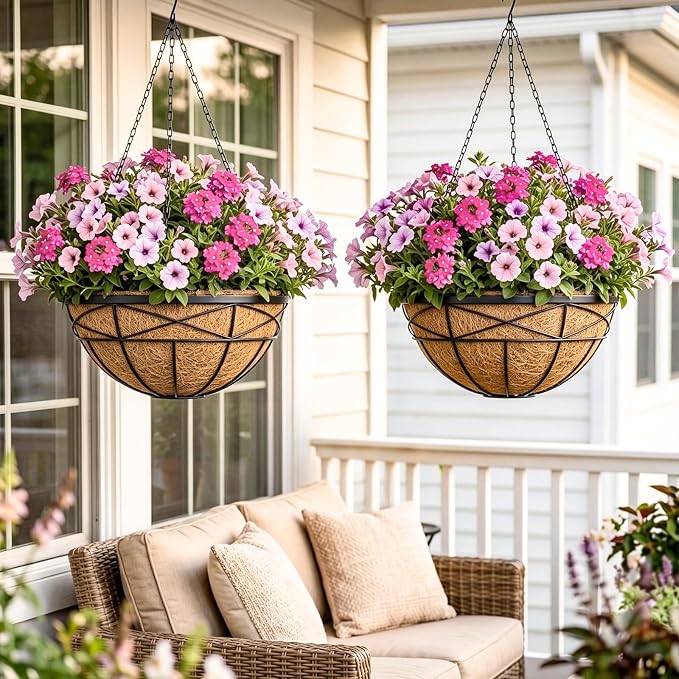 2 Pack 18 Inch Extra Large Deep Hanging Baskets - Image 5