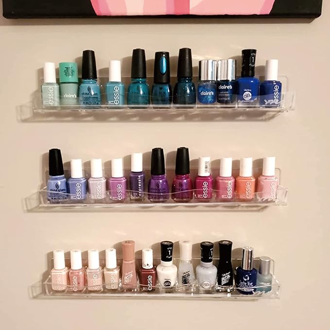 YMVV Clear Acrylic Nail Polish Rack Wall Mounted Shelf, 6 Pack Organizer - Image 7