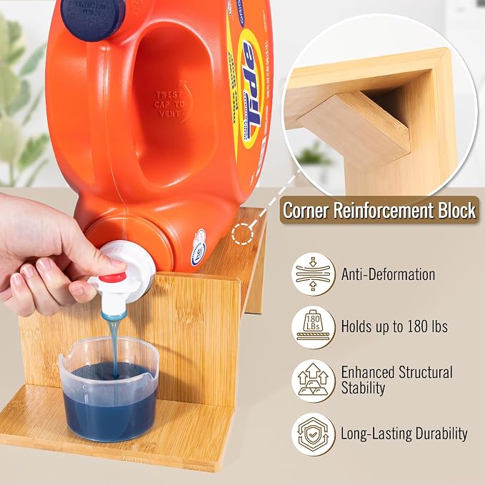 MyLifeUNIT Laundry Detergent Dispenser, 2 Pack Wooden Laundry Detergent Holder - Image 3