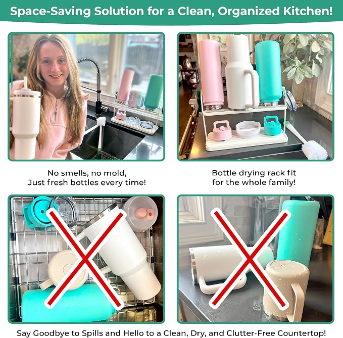 Bottle Drying Rack for Kitchen Countertop, Space Saving Storage Stand - Image 3