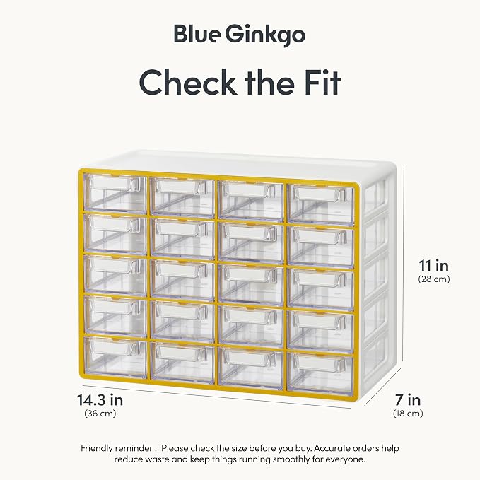 Blue Ginkgo Small 20-Drawer Cabinet – Stackable Clear Organizer - Image 2