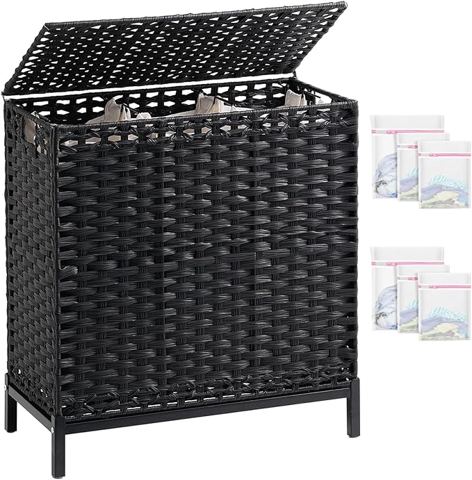 SETVSON Laundry Hamper with Lid 132 L, Clothes Hamper with Lid, Handwoven by SETVSON