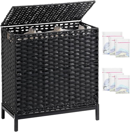 SETVSON Laundry Hamper with Lid 132 L, Clothes Hamper with Lid, Handwoven by SETVSON