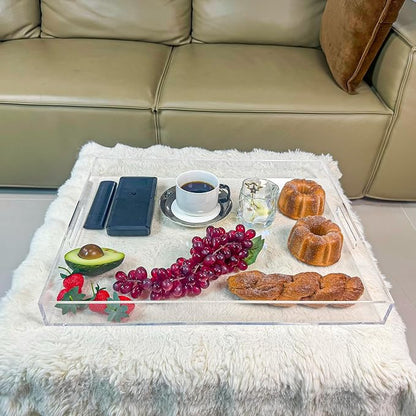 Clear Rectangular 16x20 Inches Acrylic Ottoman Tray Decorative Serving Tray - Image 3