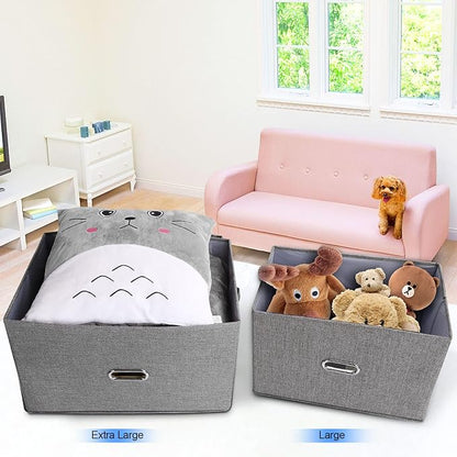 Large Linen Fabric Foldable Storage Bins - Image 4