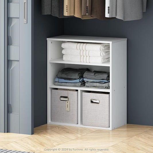 Furinno Reed Closet Organizers and Storage, 3-Tier Closet Organizer, Open Shelf by Furinno-FitsYourSpaceFitsYourBudget