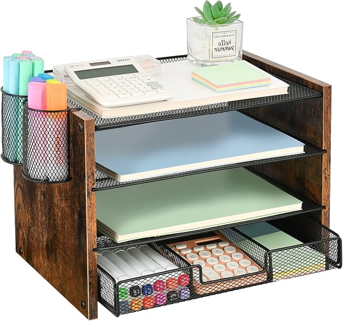 OPNCIE Desk Organizer and Accessories, 4-Tier Paper Letter Tray File Organizer by OPNICE