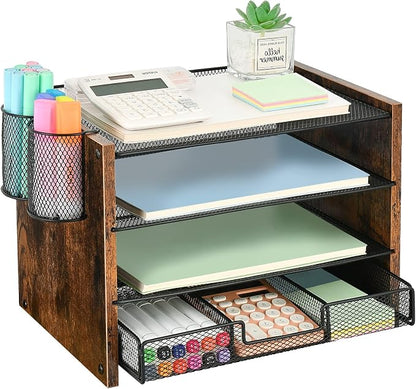 OPNCIE Desk Organizer and Accessories, 4-Tier Paper Letter Tray File Organizer by OPNICE