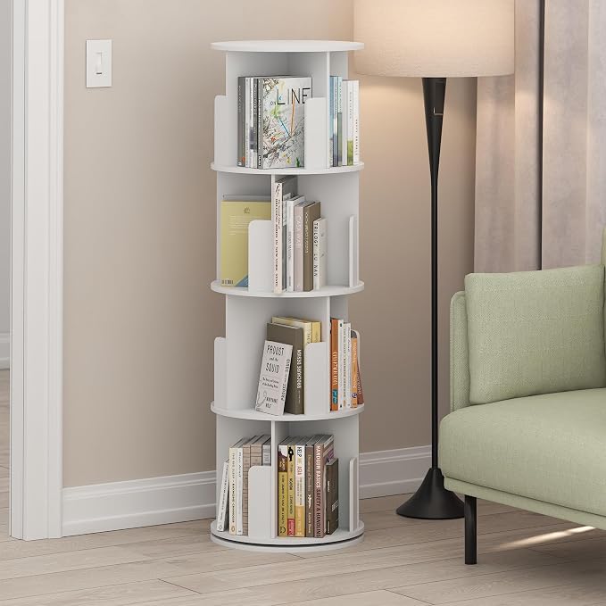 Furinno DALY Rotating Bookshelf Tower, 4-Tier 360 Display Book Shelf, Lazy - Image 2