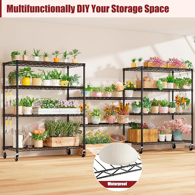 PrimeZone 4 Packs 48" W x 24" D x 81" H Heavy Duty Wire Storage Shelves - Image 6