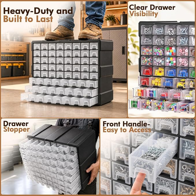 64-Drawer Organizer for Garage Building Bricks Storage,  Drawer - Image 7