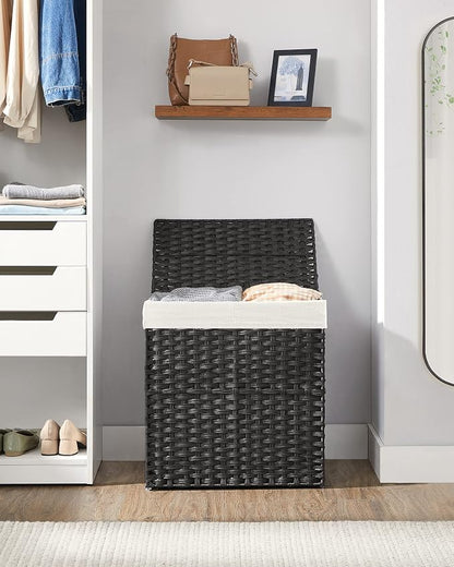 SONGMICS Laundry Hamper with Lid, 110L Wicker Laundry Basket | 6 Mesh Bags - Image 9