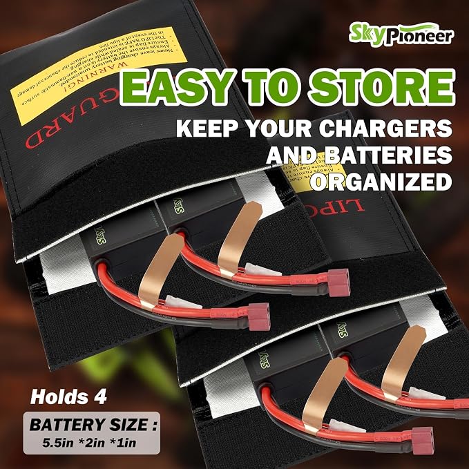 2 Pack Lipo Safe Bags, Fire Retardant Lipo Battery Bag, 6.9''x9'' Black - Image 5