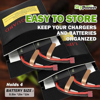 2 Pack Lipo Safe Bags, Fire Retardant Lipo Battery Bag, 6.9''x9'' Black - Image 5
