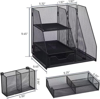 Black Mesh Desk Organizer Set, 3-in-1 Office Organizer - Image 6