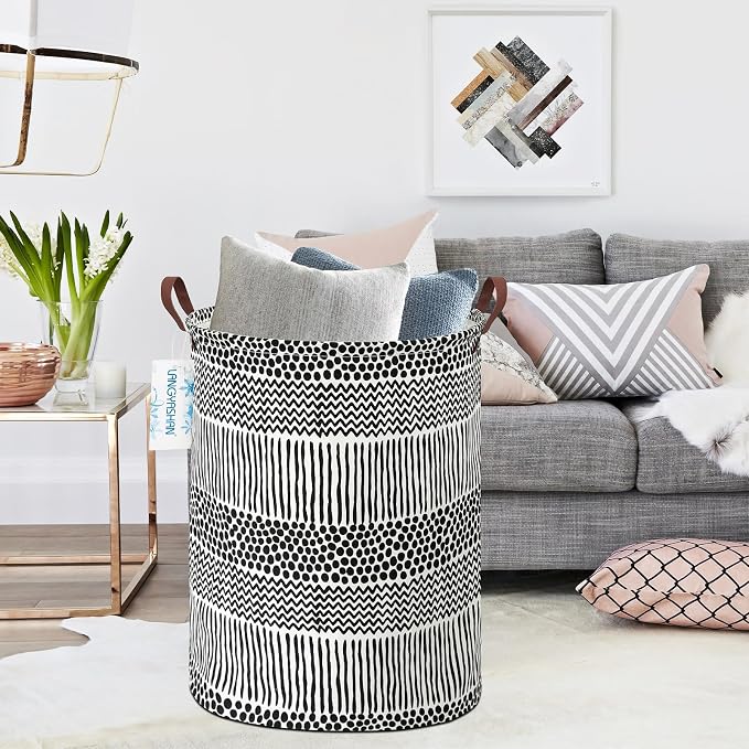 LANGYASHAN Laundry Basket Canvas Fabric Collapsible Organizer Basket - Image 6
