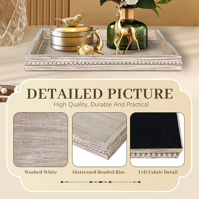 Wooden Decorative Tray, Rectangular Serving Tray - Image 6