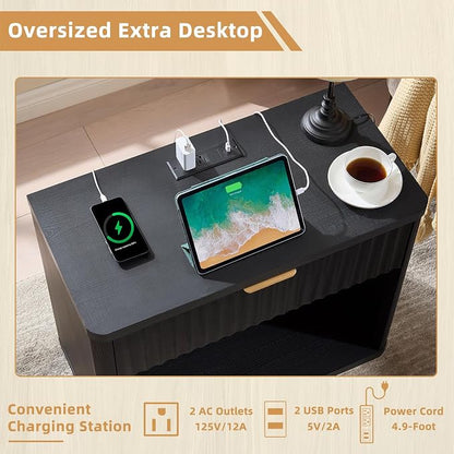 LEYAOYAO 31" Wide Fluted Nightstand - Image 6