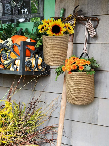 Goodpick 2 Pack Jute Wall Hanging Storage Baskets - Image 4