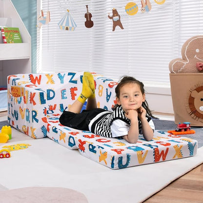 COSTWAY Kids Sofa, 2-in-1 Convertible Sofa to Lounger - Image 2