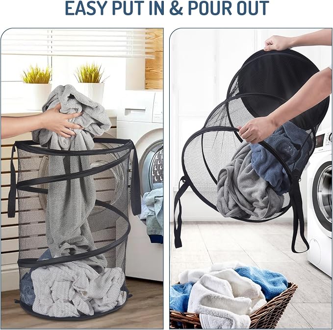 Seiritex 2Pcs Mesh Popup Laundry Hamper 115L Extra Large Collapsible Laundry - Image 4