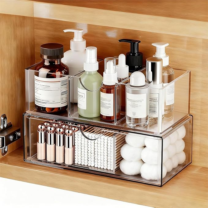 2 Tier Medicine Cabinet Organizer and Storage, Stackable Bathroom Medicine by EarondLabProducts