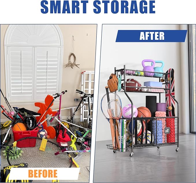 Mythinglogic Garage Sports Equipment Organizer, Baseball Storage Large Capacity - Image 5