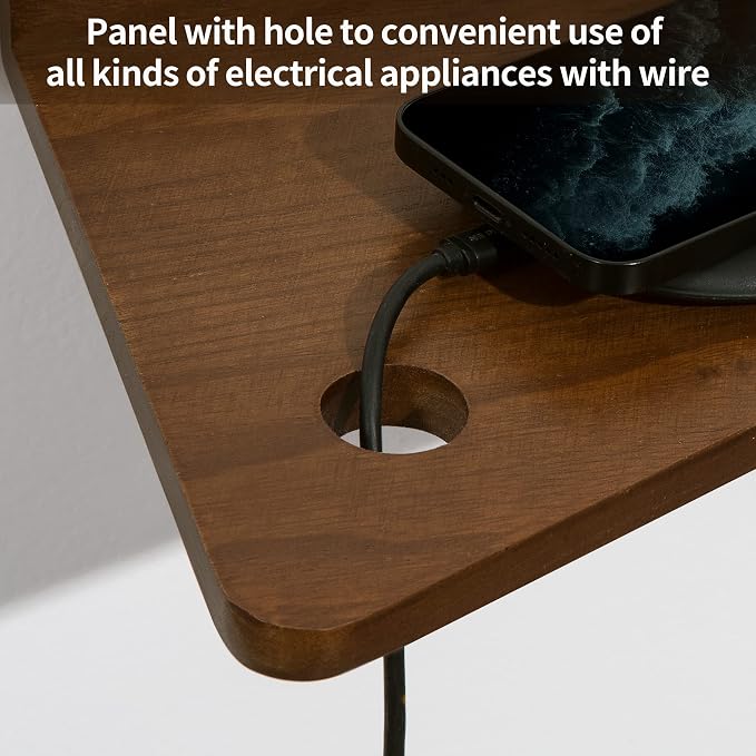 SUMGAR Floating Nightstand Wall Mounted, 13 inch Wood Floating Shelves Bedside - Image 4