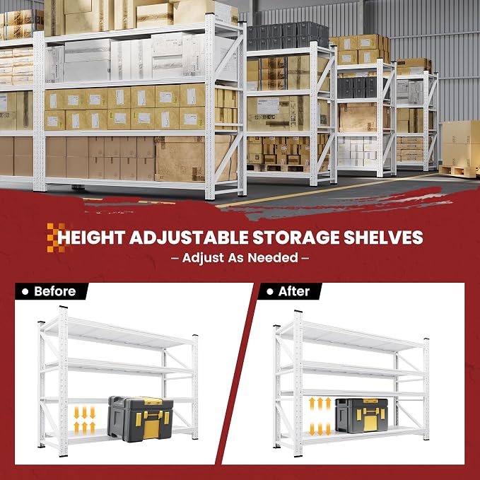 79" Wide Storage Shelves, 7000LBS Garage Shelving Heavy Duty, Standing Shelf - Image 4