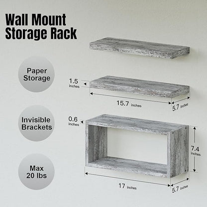 RICHER HOUSE 3-Set Rustic White Floating Shelf, Bathroom Shelf Over Toilet | - Image 2
