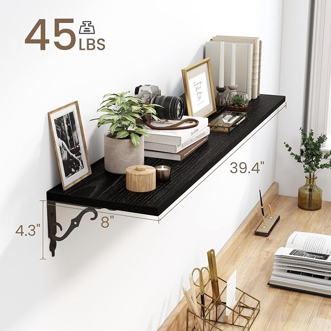 Fun Memories 40 Inch Floating Shelves Wall Mounted, 8 Inch Deep Wall Shelves - Image 3