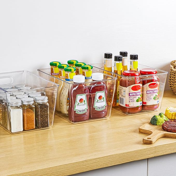 YIHONG 6 Pack Clear Pantry Organizer Bins, Plastic Containers - Image 7