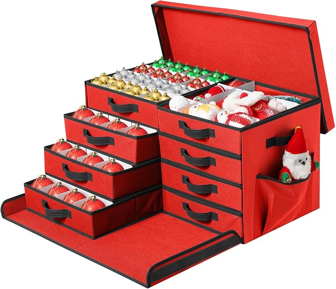 Christmas Ornament Storage Box, Stackable Organizer by Peyulia