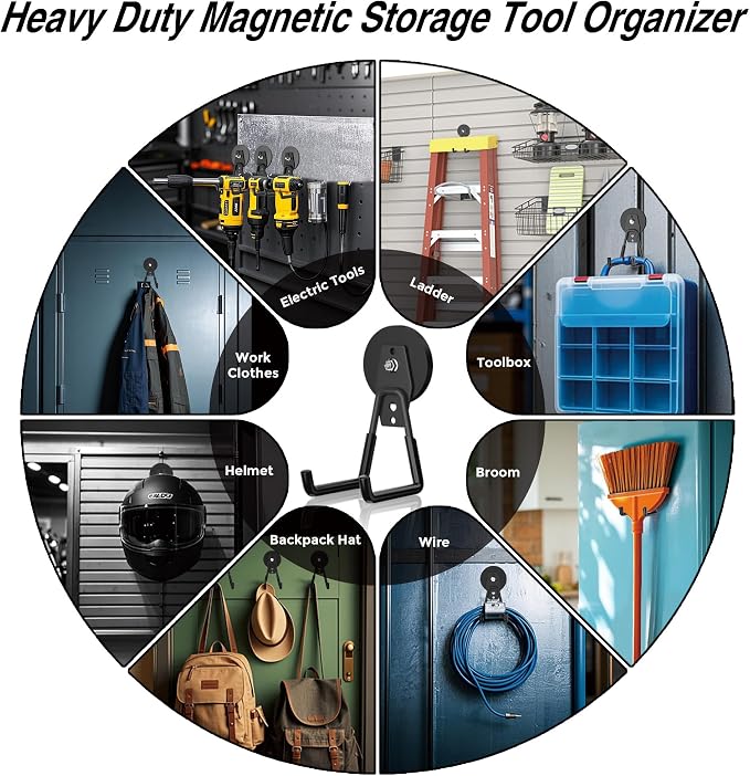 4Pcs Heavy Duty Storage Magnetic Utility Hooks Large Garage Strong Extra Magnet - Image 4