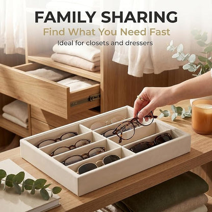 Amzlink® Sunglass Organizer Tray, 8 Slot Velvet Glasses Holder - Image 5