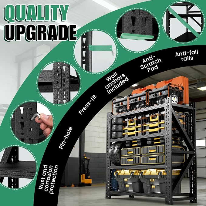 4 Tier Heavy Duty Garage Shelving, Industrial Shelving Built - Image 6