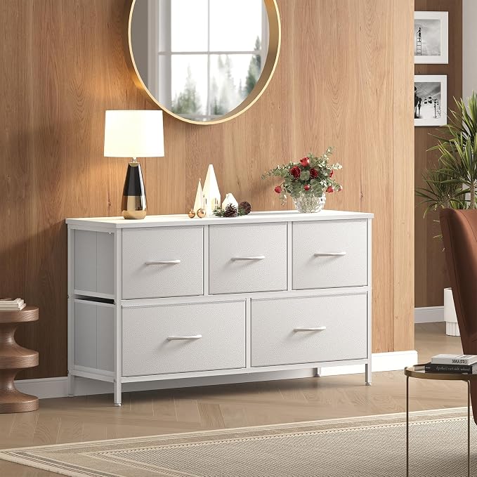 OLIXIS White Dresser for Bedroom, Wide Chest of Drawers for Clothes Storage | - Image 2